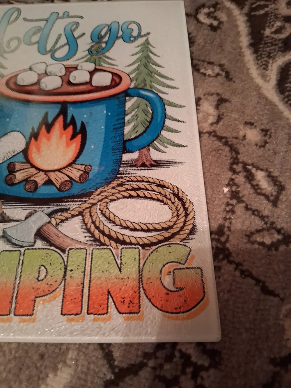 Lets Go Camping Blue Mug Illustration Wall Art